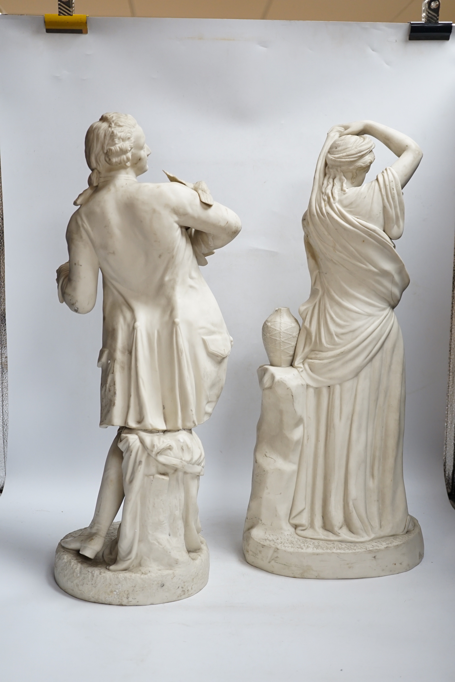 Two large 19th century parian figures, one titled ‘Rebekah’, 55cm